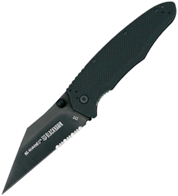 BlackHawk Be-Wharned Folding Knife 3.38in D2 Tool Steel Partial Serrated Sideliner G-10 Handle Black - Blackhawk