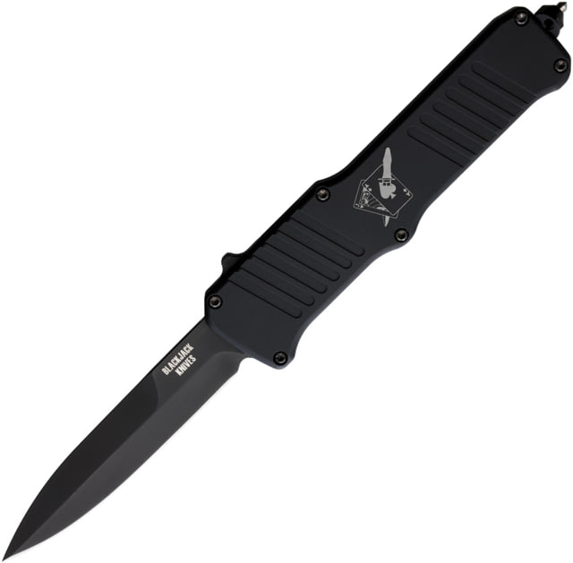 Blackjack OTF Bayonet Automatic Folding Knife 5.63in Closed 4in Black Matte 154CM SS Bayonet Blade Black Matte Aluminum Handle Nylon Case - Blackjack