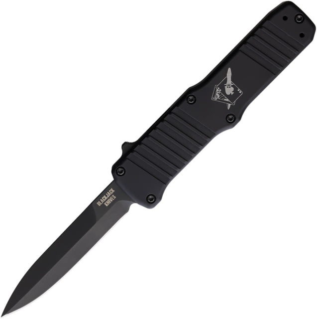 Blackjack OTF Bayonet Automatic Folding Knife 4.63in Closed 3.38in Black Matte 154CM SS Blade Black Matte Aluminum Handle Nylon Case - Blackjack