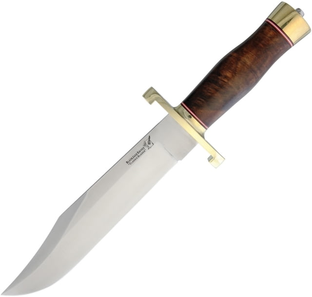 Blackjack Model 129 Bowie Fixed Blade Knife 15in Overall 9.25in Satin A2 Tool Steel Clip Point Brass Guard And Pommel Turkish Walnut Handle Brown - Blackjack