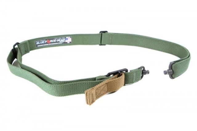 Blue Force Gear Vickers 221 2-to-1 Unpadded Sling Standard Push Button Version w/Nylon Adjuster and Hardware OD Green - Blue Force Gear