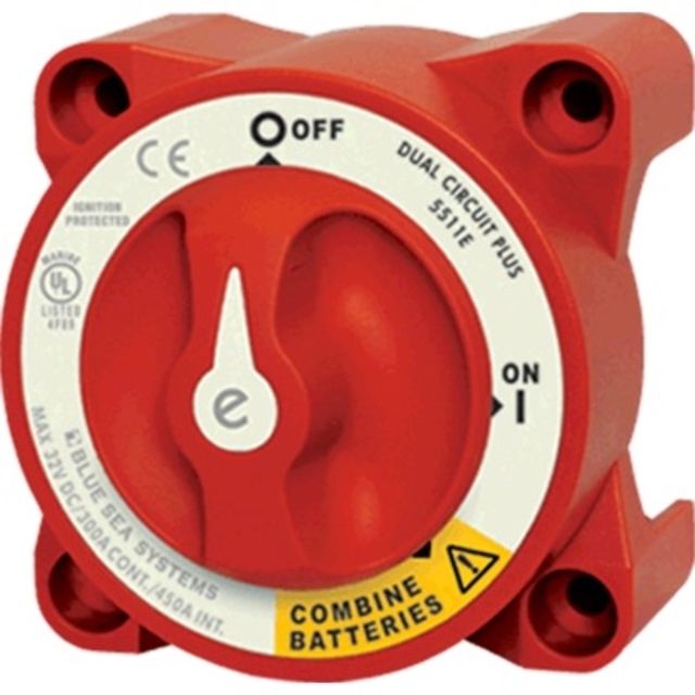 Blue Sea Systems E Ser. Batt Sw 2 Ckt on-Off-Both Red - Blue Sea Systems