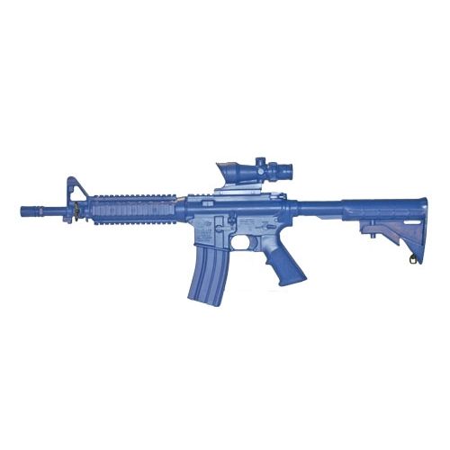 Blueguns Colt M4 Commando Training Rifle Not Weighted No Light/Laser Attachment Flat Top Open Stock Fwd Rail ACOG Sight Blue - Blueguns