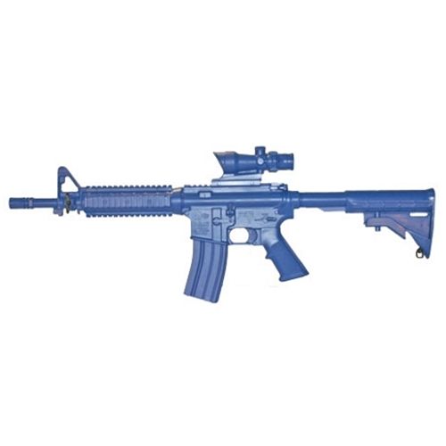 Blueguns Colt M4 Training Guns Weighted No Light/Laser Attachment Rifle Blue Flat Top Open Stock Fwd Rail ACOG Sight - Blueguns