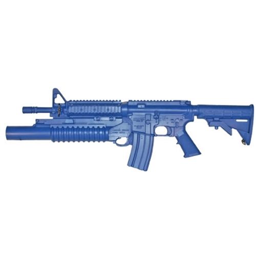 Blueguns Colt M4 Commando Training Guns Weighted No Light/Laser Attachment Rifle Blue Flat Top Closed Stock Fwd Rail M203 Grenade Launcher - Blueguns