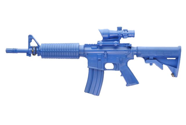 Blueguns Colt M4 Commando Training Guns Not Weighted No Light/Laser Attachment Rifle Flat Top Closed Stock ACOG Sight Blue - Blueguns