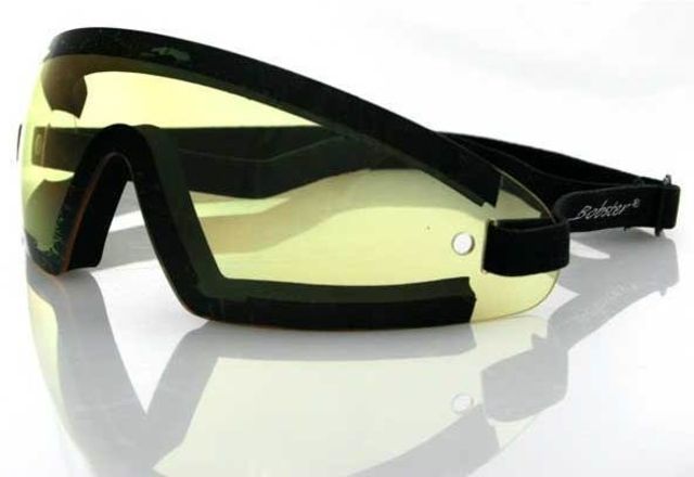 Bobster Wrap Around Goggles, Black Frame, Yellow Lens, BW201Y