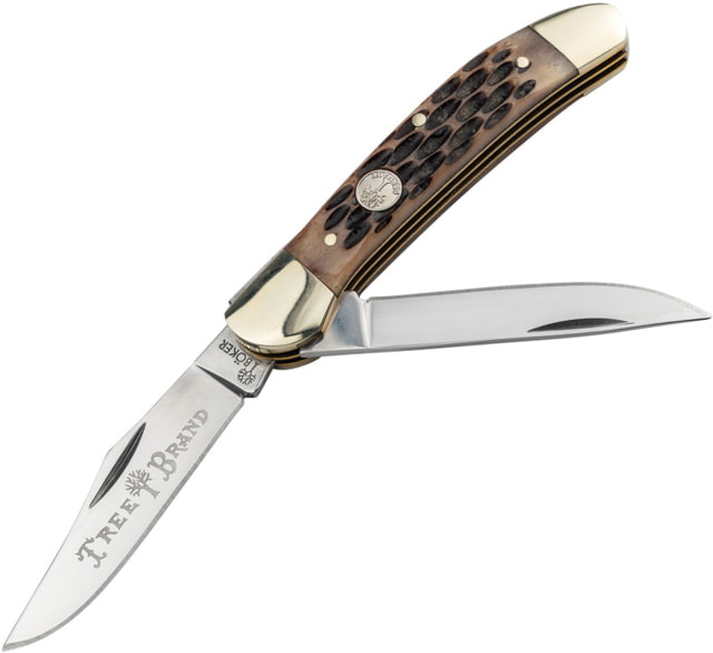 Boker Copperhead Jig Brown Bone Folding Knife 3.75in Closed D2 Tool Steel Clip/Skinner Blades Brown Jigged Bone Handle