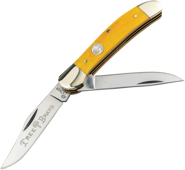 Boker Copperhead Smooth Yellow Folding Knife 3.75in Closed Satin D2 Tool Steel Clip/Skinner Blades Yellow Smooth Bone Handle
