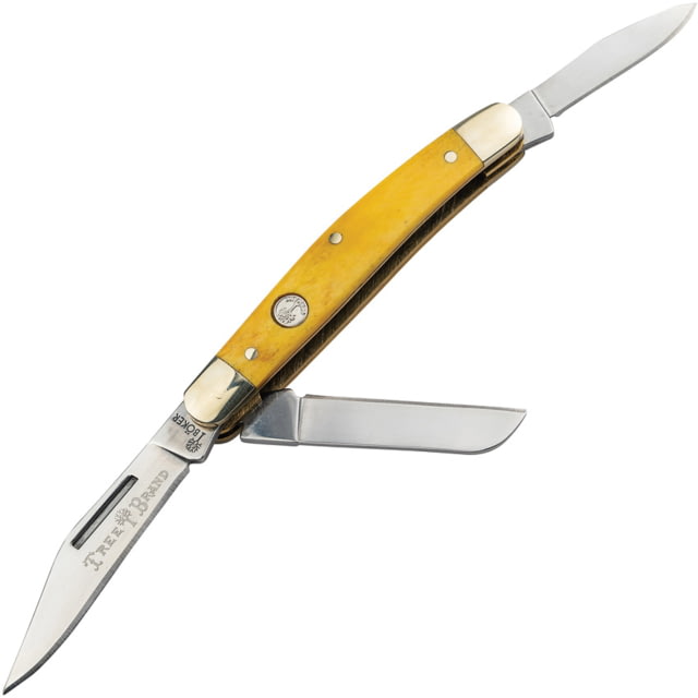 Boker Traditional Series 2.0 Stockman Folding Knife 3.88in Closed D2 Tool Steel Clip/Sheepsfoot/Spey Blades Yellow Bone Handle