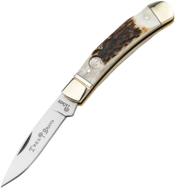 Boker Lockback Stag Folding Knife Steel Blade