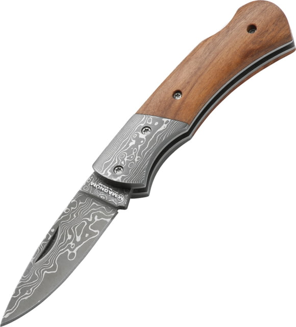 Boker Mistress Damascus Folding Knife 2.36 in Damascus Olive Wood Handle - Magnum