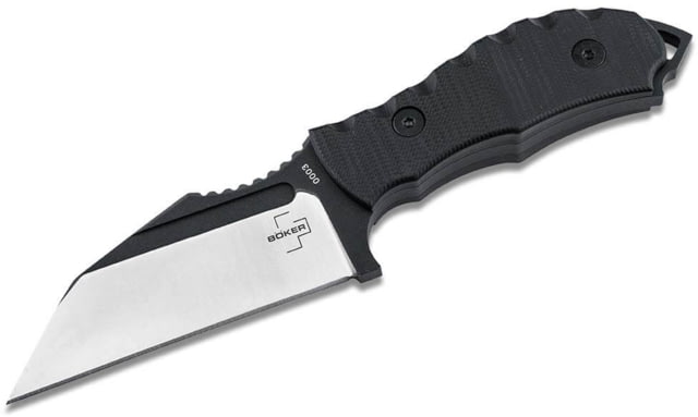 Boker Plus Andhrimnir Mini Fixed Blade Knife 6in Overall 3.38in Black Stonewash/Satin D2 Tool Steel Wharncliffe Blade Black G10 Handle Black Kydex - Boker Plus