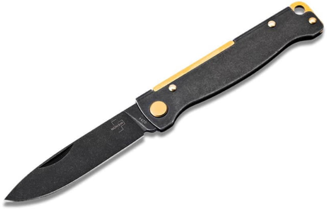 Boker Plus Atlas Black SW Folding Knife 3.63in Closed 2.88in Black Stonewash 12C27 Sandvik SS Blade Black Stonewash Stainless Steel Handle - Boker Plus