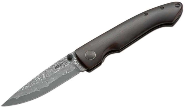 Boker Plus Damascus Gent I Folding Knife 3.23in Damascus Drop Point Blade Ebony Black Handle - Boker Plus
