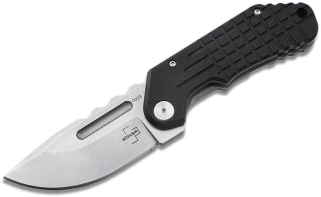 Boker Plus Davlin Drop Folding Knife by Midgards Messer 3.75in Closed 2.88in Stonewash D2 Tool Steel Drop Point Blade Black Sculpted G10 Handle w/ - Boker Plus