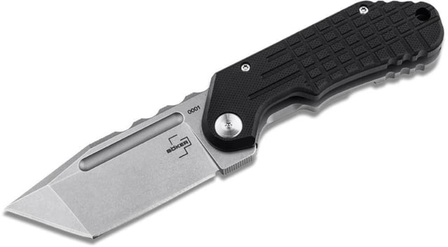 Boker Plus Davlin Tanto Folding Knife by Midgards Messer 2.88in Stonewash D2 Tool Steel Tanto Blade G10 Black Handle