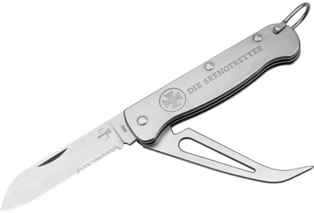 Boker Plus Seenotretter 01 Folding Knife 4.25in Closed Satin 4116 Stainless Partially Serrated Blade Stainless Handle - Boker Plus