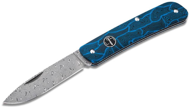 Boker Plus Tech Tool Blue Dama Folding Knife 3.63in Closed 2.63in Damascus Steel Blade Black/Blue G10 Handle - Boker Plus