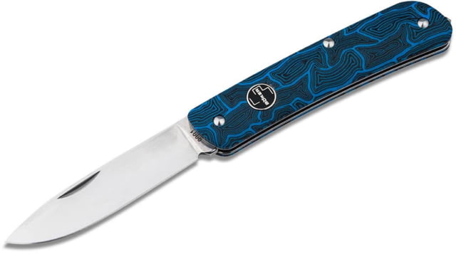 Boker Plus Tech Tool Blue Folding Knife 3.63in Closed 2.88in 12C27 Sandvik Stainless Steel Blade Blue G10 Handle Damascus Pattern Handle - Boker Plus