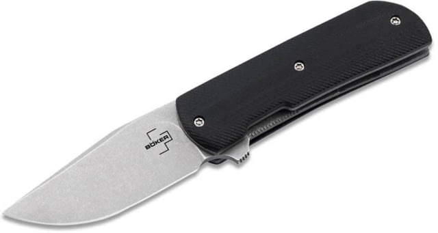 Boker Plus Urban Trapper Stubby Folding Knife 2.75in Closed 2in Stonewash VG-10 Stainless Steel Blade Black G10 Handle - Boker Plus