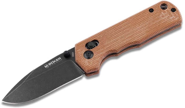 Boker Rockstub Axis Lock Brown Folding Knife 3.63in Closed 2.63in Black Stonewash440 Stainless Steel Blade Brown Canvas Micarta Handle - Boker