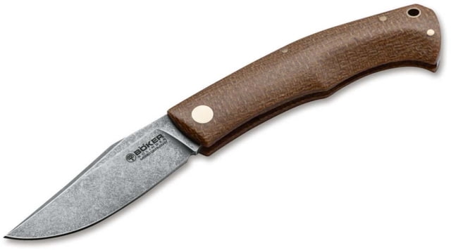 Boker Solingen Boxer EDC Folding Knife 3.07in M390 Micarta Brown Handle - Boker Solingen
