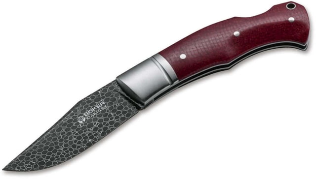 Boker Solingen Boxer Folding Knife 3.07in Damascus Micarta Red Handle - Boker Solingen