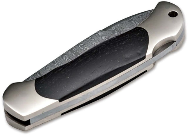 Boker Solingen Junior Scout Folding Knife 2.76in Damascus Ironwood Nickel Silver Black Handle - Boker Solingen