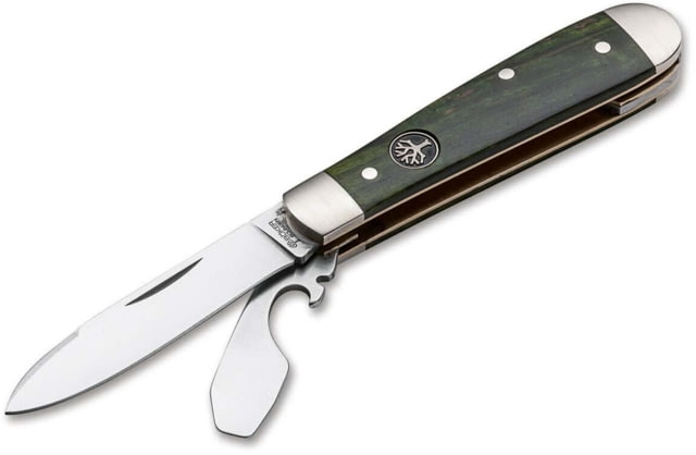 Boker Solingen Swell-End Jack Folding Knife 2.64in N690 Curly Birch Wood Nickel Silver Green Handle - Boker Solingen