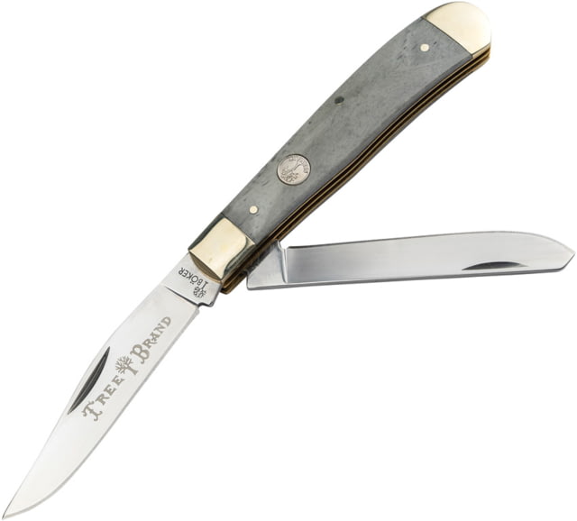 Boker Traditional Series 2.0 Trapper Grey Bone Folding Knife 4.13in Closed Satin D2 Tool Steel Clip/Spey Blades Gray Smooth Bone Handle