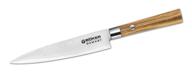 Boker Solingen Damascus Olive Utility Knife 5 3/4in Pakkawood Handle - Boker Solingen