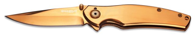 Boker USA Magnum Gold Finger Folding Knife3.13in 440 Stainless Steel BladeStainless Steel Handle - Boker