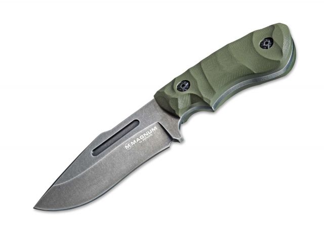 Boker USA Magnum Lil Giant Fixed Blade Knife 3.62in 440 Steel Blade Green G10 Grip Handle - Boker Usa