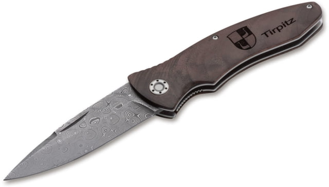 Boker USA Tirpitz Damascus Wood 42 Knife Brown Small - Boker