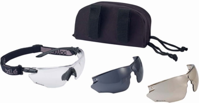 Bolle Combat Kit - Smoke/CSP/Clear Lens Platinum Antifog/ Antiscratch Coating Matte Black - Bolle