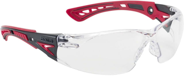 Bolle Rush+ Safety Glasses Black Red Frame Clear Lens - Bolle