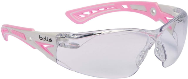 Bolle Rush+ Small Safety Glasses Pink White Frame Clear Lens - Bolle