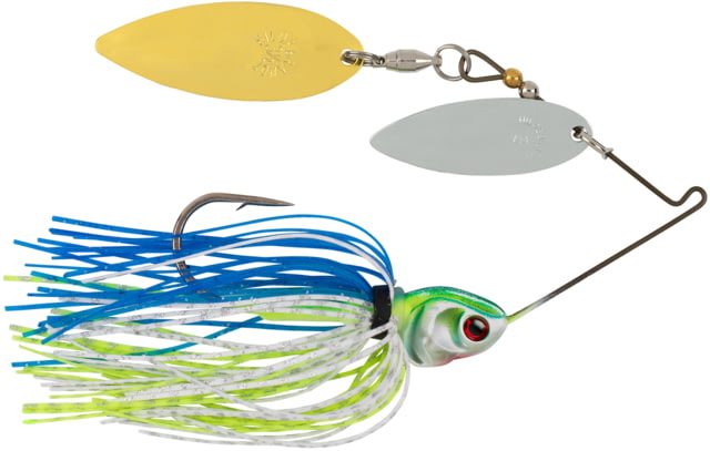 Booyah Covert Finesse Spinnerbait Double Willow Blade 1/2oz 4in Wht/Chart/Blue