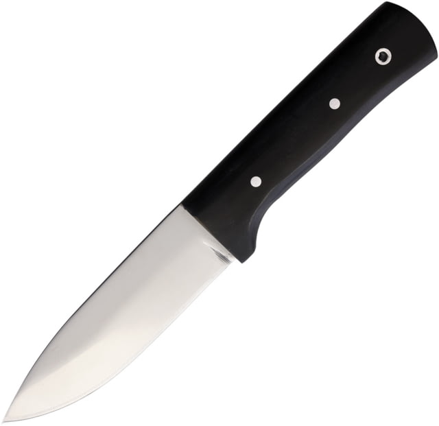 BORDO Butcher Fixed Blade Knife 8.63in Overall 4.25in Stainless Steel Mirror Blade Black Wood Handle Leather Sheath BUTCHERWBASKETWEAVESHEATH - Bordo