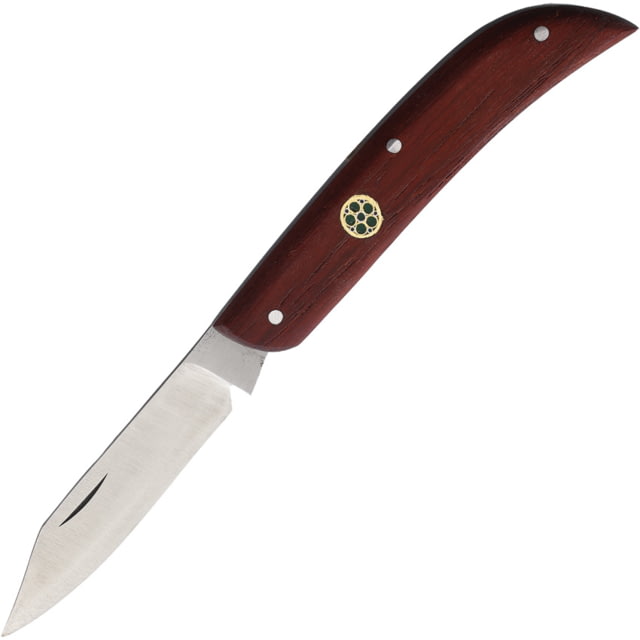 BORDO 3.75in Pen Knife 3.75in Closed 2.5in Stainless Steel Satin Clip Point Blade Brown Wood Handle PEN KNIFE GREEN LOGO - Bordo