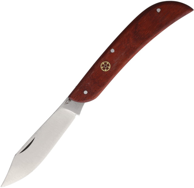 BORDO 4.75in Pen Knife 4.75in Closed 3.5in Stainless Steel Satin Clip Point Blade Brown Wood Handle PEN KNIFE YELLOW LOGO - Bordo