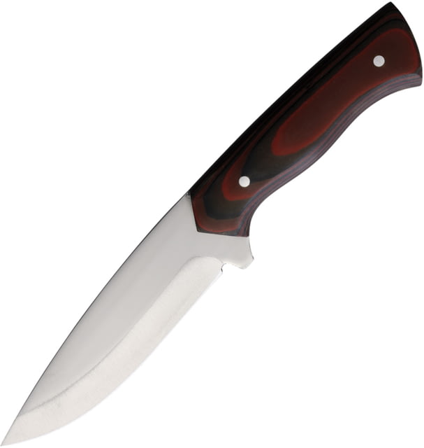 BORDO Potter Satin Fixed Blade Knife 8.75in Overall 2.5in Stainless Steel Satin Blade Black/Red Wood Handle Leather Sheath POTTER RUSTY STEEL - Bordo