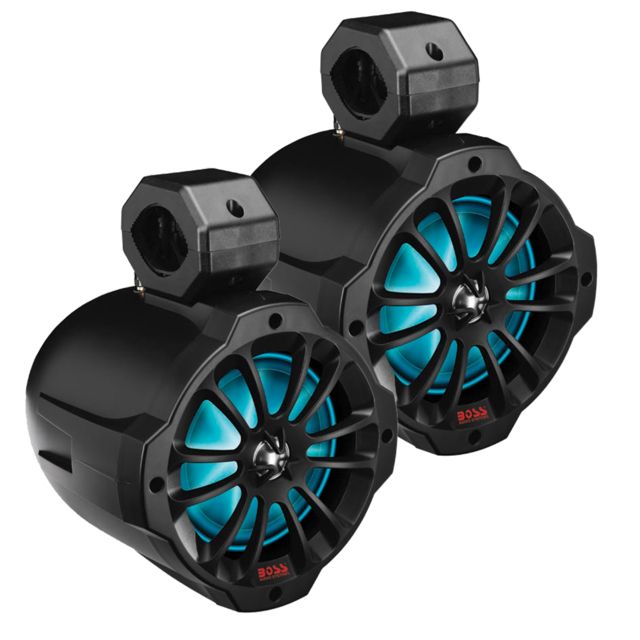 Boss Audio 6.5" Amplified Wake Tower Multi-Color Illuminated Speakers - Black - Boss Audio