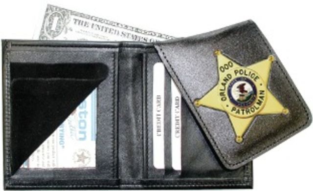 Boston Leather Book Style Badge Case Flip Out Badge Flap Black - Boston Leather