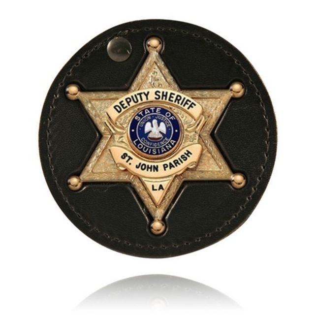 Boston Leather 3.75 Circle Recessed Badge Holder With Clip Black - Boston Leather