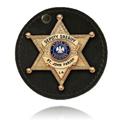 Boston Leather Circle Badge Holder Hook And Loop Closure - Boston Leather