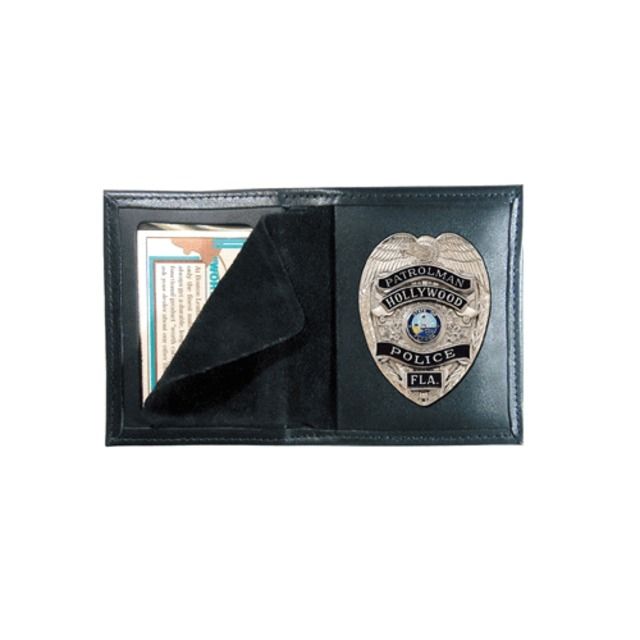 Boston Leather Book Style Badge Case Black - Boston Leather