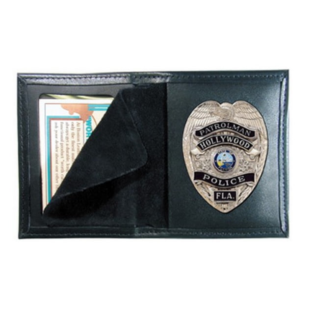 Boston Leather Book Style Badge Case Black - Boston Leather