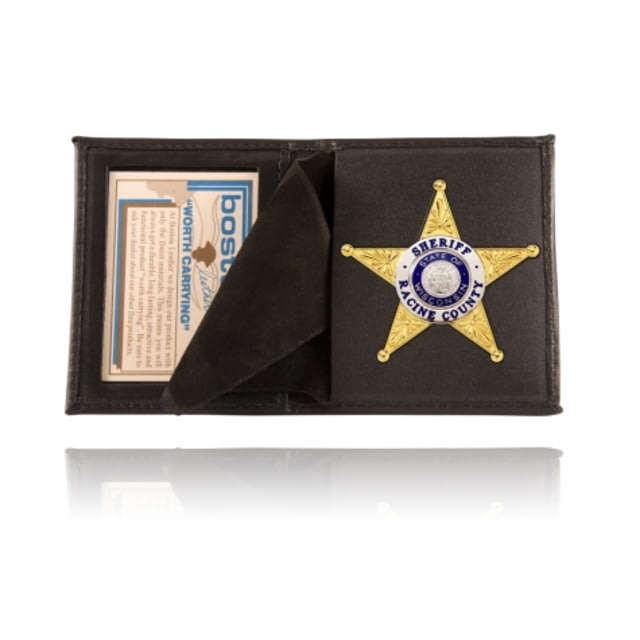 Boston Leather Book Style Badge Case Black - Boston Leather